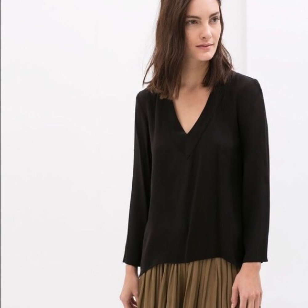Zara black tunic blouse S